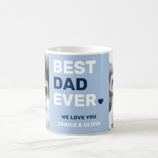 Mug Meilleur papa jamais coeur bleu fête des pères pho (Centre)