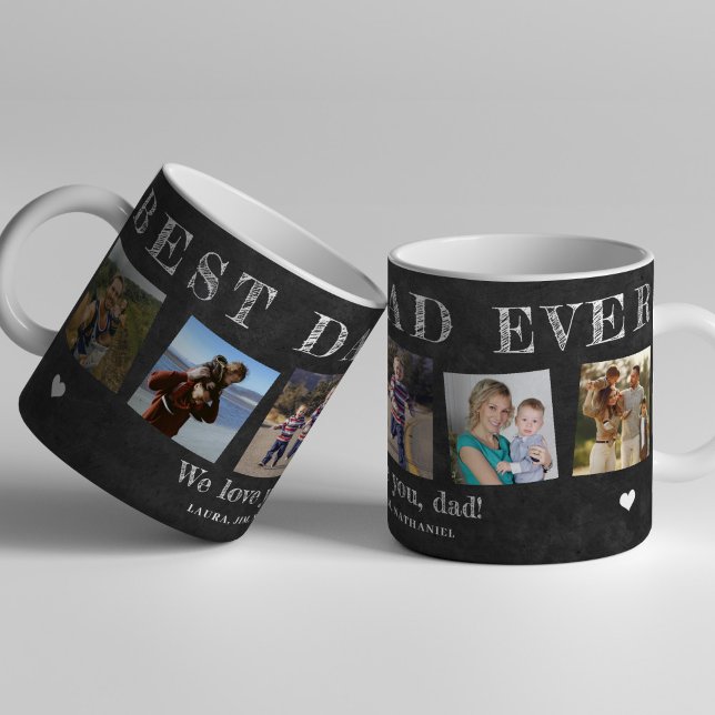 Mug Meilleur papa jamais collage multi-photo personnal (Créateur téléchargé)