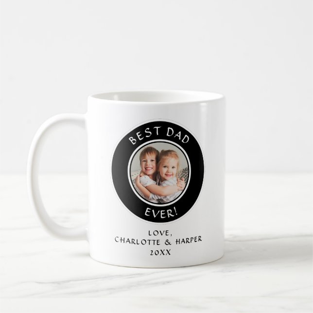 Mug Meilleur Papa Jamais Photo Cadeau Amusant Moderne  (Gauche)