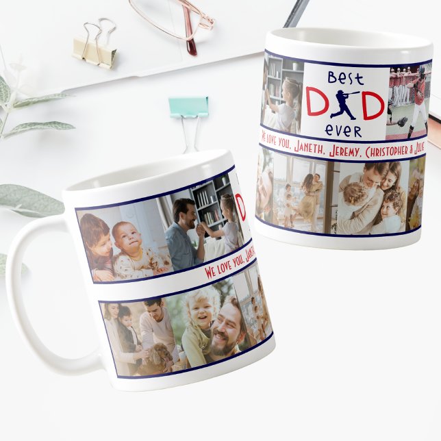 Mug Meilleur papa Jamais Photo Collage Fête des pères  (Créateur téléchargé)