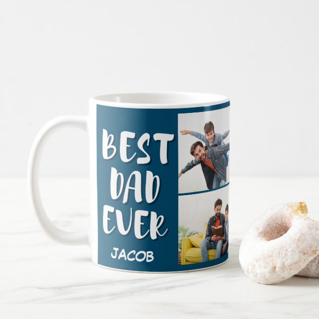 Mug Meilleur papa jamais photo collage Fête des pères  (Avec donut)