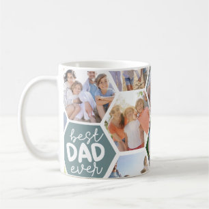 Mug Meilleur papa jamais   Photo Hexagons verts