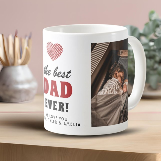 Mug Meilleur papa Jamais Red Heart 2 Photo (Créateur téléchargé)