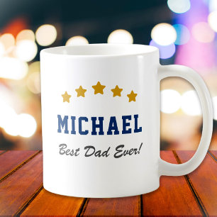 Mug Meilleur Papa Jamais Texte Personnalisé Étoiles Or