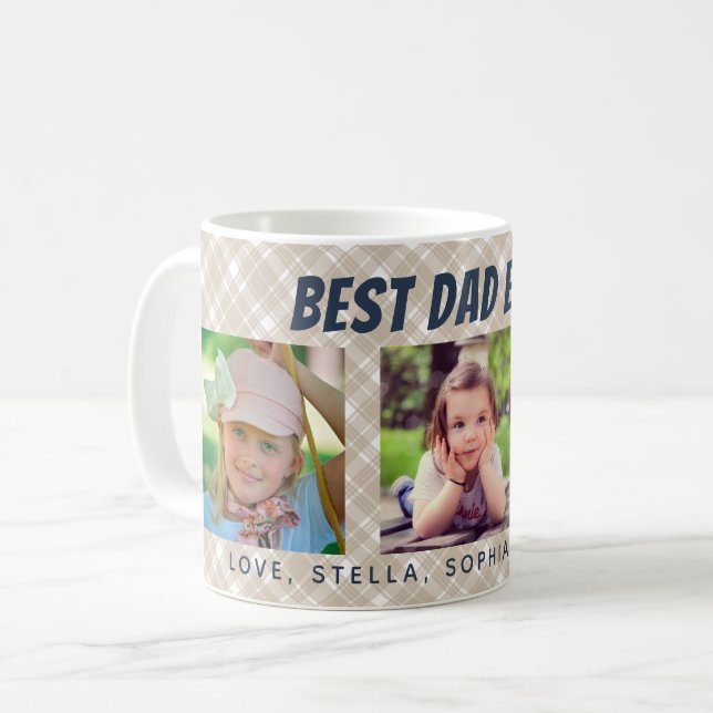 Mug Meilleur papa jamais | Trois photos prises (Devant gauche)