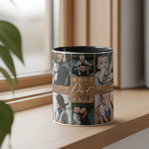 Mug Meilleur papa Jamais Woodgrain Photo Collage Garde
