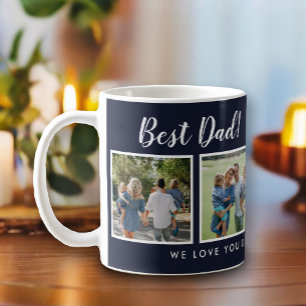 Mug Meilleur papa ! Photos Collage Message Marine Bleu