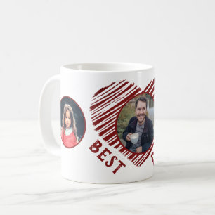 Mug Meilleur papa rouge Coeur Père's Day 3 Photo Colla
