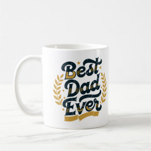 Mug Meilleur Papa Vintage Or Typographie Café Navy