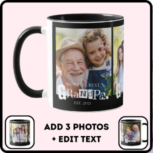 Mug Meilleur Papi du Monde Année 3 Collage Photo 