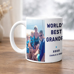 Mug Meilleur Papi du Monde Moderne Bleu Marine Deux Ph