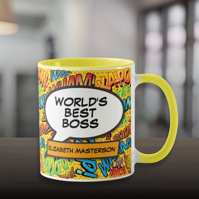 Mug Meilleur patron jamais Retro Pop Art Bande dessiné (Best Boss Ever Fun Retro Pop Art Comic Book Mug)