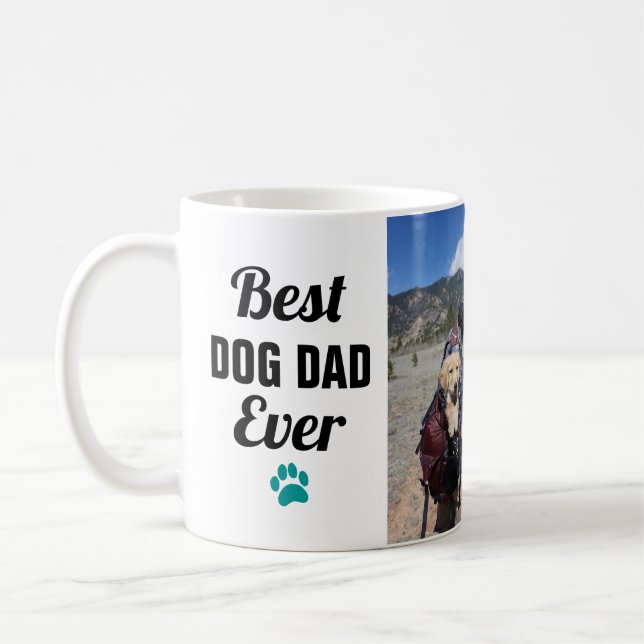 Mug Meilleur père de chien | Empreinte de patte 3 Phot (Gauche)