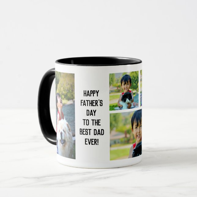 Mug Meilleur père de Fête des pères 5 Collage photo (Devant gauche)