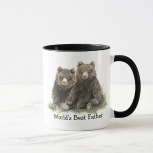 Mug Meilleur Père du monde, Aquarelle de mignons ours