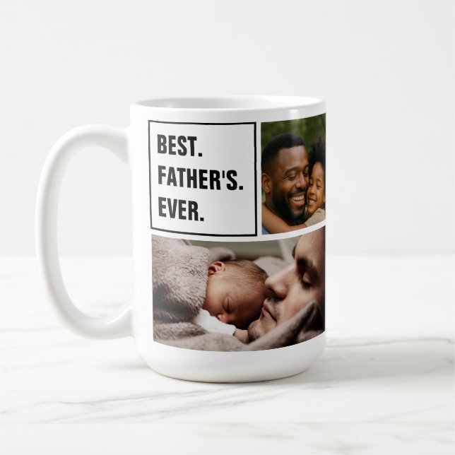 Mug Meilleur Père du Monde Collage de Photos et Texte  (Gauche)