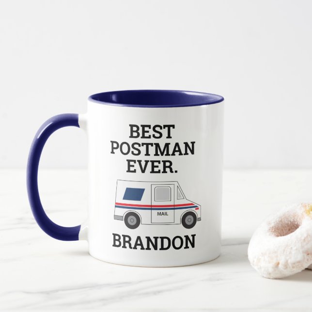 Mug Meilleur Postman Ever Mail Truck Personal Mailer (Avec donut)