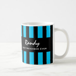 Mug Meilleur VOISIN jamais BLEUE Stripes Nom personnal