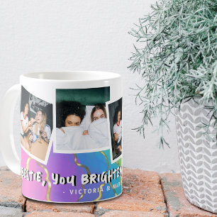 Mug Meilleure amie 'Tu illumines ma vie' Photo Arc-en-