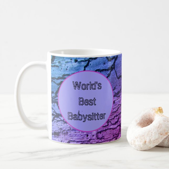 Mug Meilleure Babysitter du monde Neon Merci bleu rose (Avec donut)