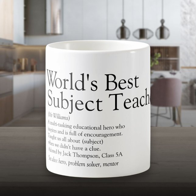Mug Meilleure définition d'enseignant personnalisée au (Personalized World's Best Teacher Definition Coffee Mug)