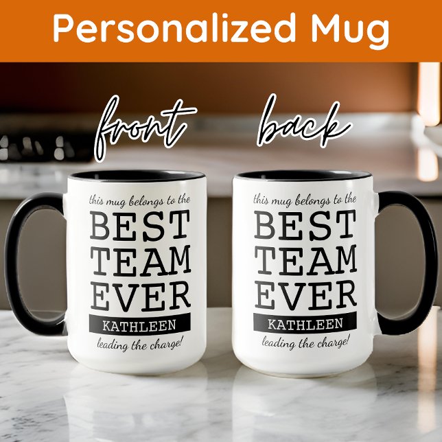 Mug Meilleure Équipe Jamais Nom Personnalisé Mug, Cowo (coworker gift mug, team appreciation gift, employee appreciation mug, christmas gifts for staff)