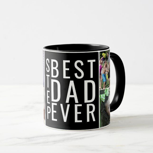 Mug Meilleure étape Papa Ever 6 Photo Collage personna (Devant droit)