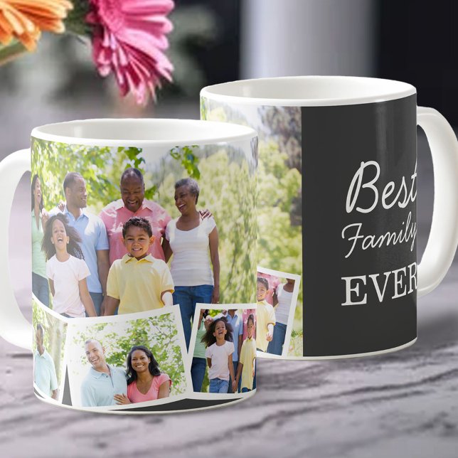 Mug Meilleure famille Ever 4 photo Collage gris (Créateur téléchargé)