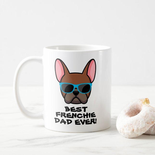 Mug Meilleure Fête des pères Frenchie Papa Rouge Fawn  (Avec donut)