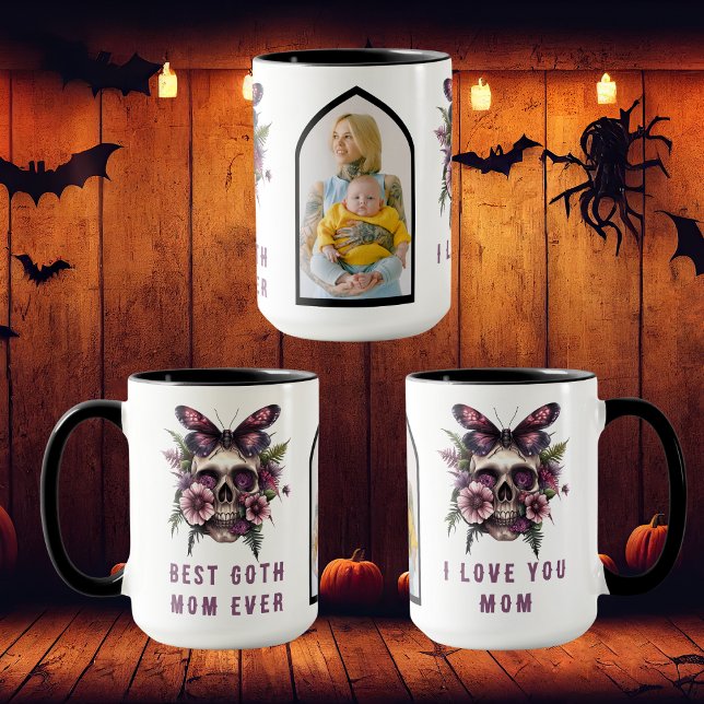 Mug Meilleure Goth Maman Jamais Crâne Moth Purple Fête (Créateur téléchargé)