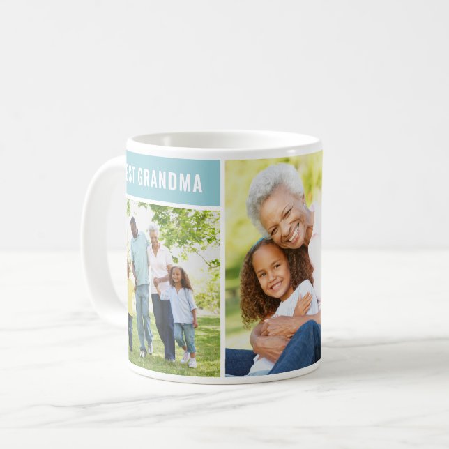 Mug Meilleure Grand-mère Aqua Blue Mothers Day Photo C (Devant gauche)