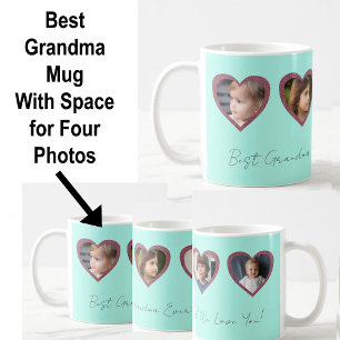 Mug Meilleure grand-mère Aqua Hearts Quatre enfants Ph