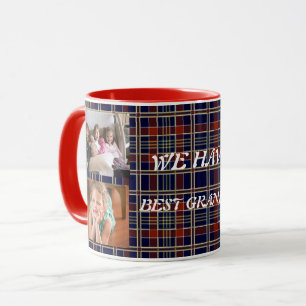 Mug Meilleure Grand-Mère Avec 4 Photos Tartan Plaid