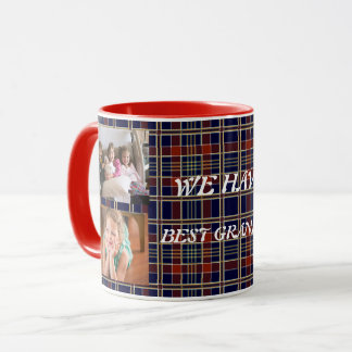 Mug Meilleure Grand-Mère Avec 4 Photos Tartan Plaid