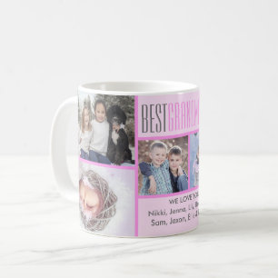 Mug Meilleure grand-mère Collage photo Pink Custom 5