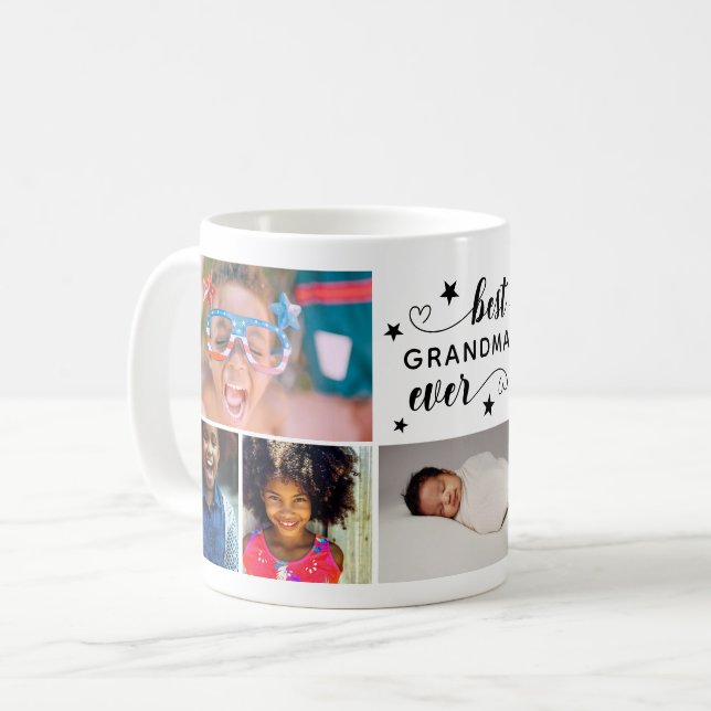 Mug Meilleure grand-mère jamais Black Stars 7 Photos (Devant gauche)