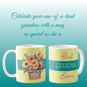 Mug Meilleure grand-mère jamais gerbera fleurs jaune