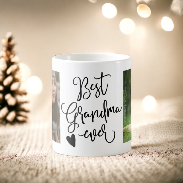 Mug Meilleure grand-mère jamais noir blanc 2 photos co (Best grandma ever black white 2 photos collage coffee mug)