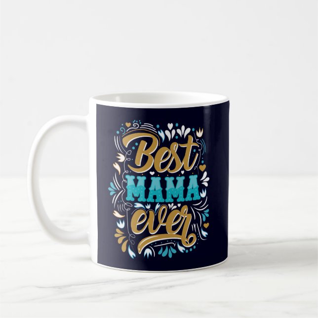Mug Meilleure Mama jamais rétro fleurir (Gauche)