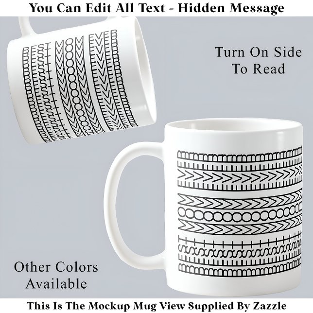 Mug Meilleure Maman Cachée Message 141BW Objet de Déco (Créateur téléchargé)