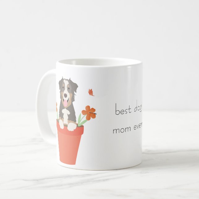 Mug Meilleure maman chien Ever Australian Shepherd Pot (Devant gauche)