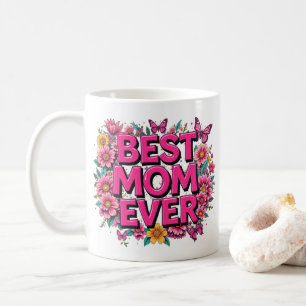 Mug Meilleure Maman Citer Des Papillons Fleurs Roses