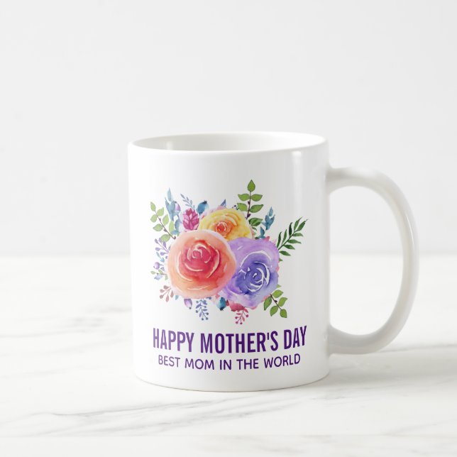Mug Meilleure maman dans le monde Roses de la fête des (Droite)