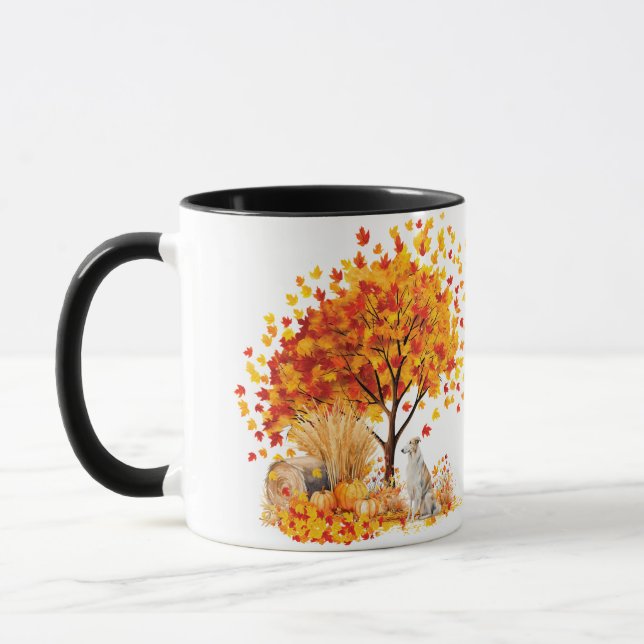 Mug Meilleure maman de chien jamais automne, Borzoi (Gauche)