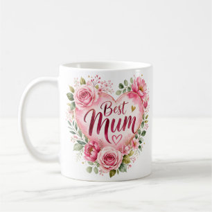 Mug Meilleure Maman Design Aquarelle Fleur Coeur