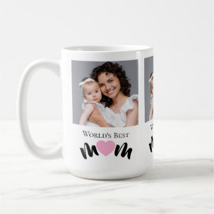 Mug Meilleure Maman du Monde Cœur Mignon Blanc Élégant