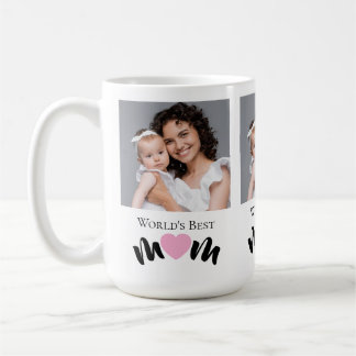 Mug Meilleure Maman du Monde Cœur Mignon Blanc Élégant