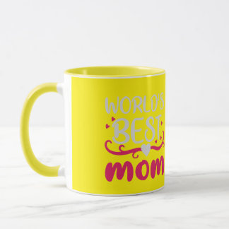 Mug Meilleure Maman du Monde Typographie Jaune Clair e
