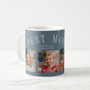 Mug Meilleure Maman Ever 4-Photo Bleu Ardoise Fête des
