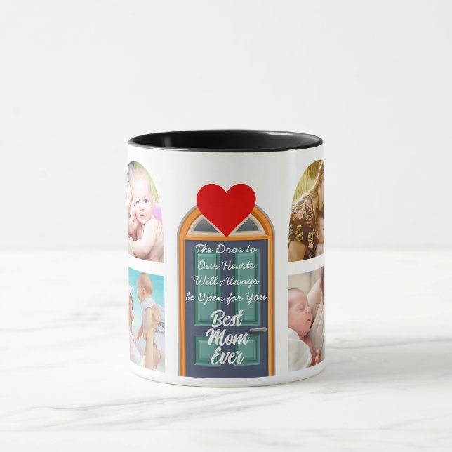 Mug Meilleure Maman Ever Photo Porte et Édition Coeur  (Centre)